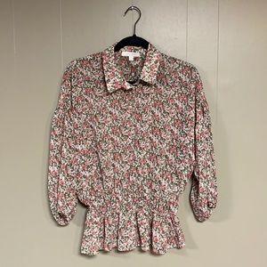 Anthropologie Eri + Ali floral collared top Small
